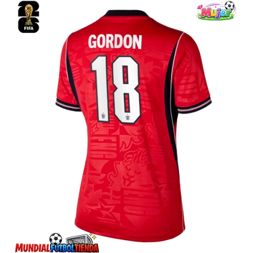 Camiseta Inglaterra Anthony Gordon #18 Segunda Equipación Replica Mundial 2026 para mujer mangas cortas